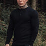 SikSilk - Black Henley T-Shirt